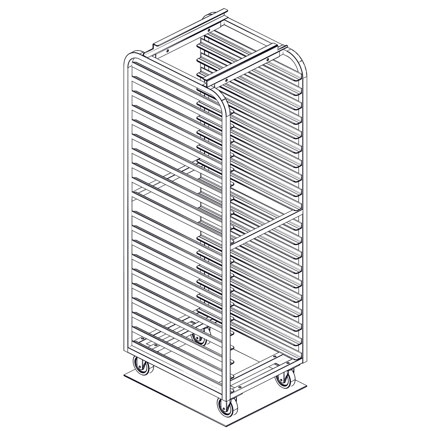 Baxter and LBC Style, Single Aluminum, End Load for Dbl. Oven, Heavy Duty Rack, 3"/20 Spacing, Item 2060