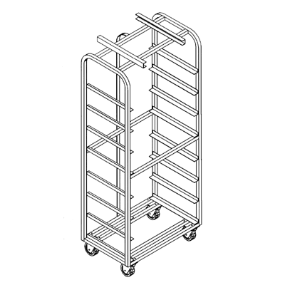 Magna Heavy Duty Aluminum, Single Side Load Rack for Dbl. Baxter / LBC Style Oven, 2.5"/24 Spacing, Item 4057