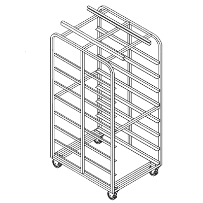 Magna Heavy Duty Aluminum, Double Side Load Rack for Dbl. Baxter / LBC Style Oven, 2"/30 Spacing, Item 4095