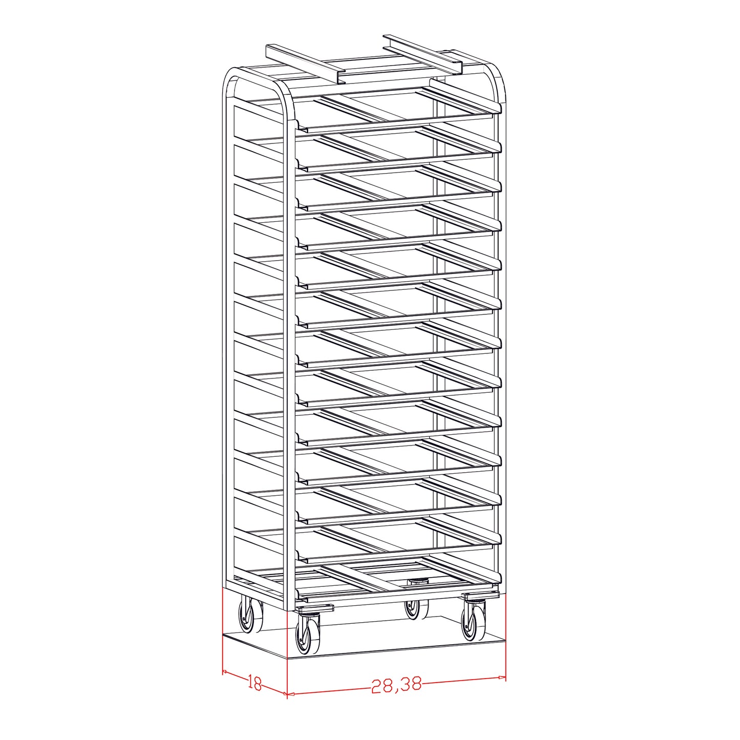Baxter / LBC Style for Hotel Pans, Single Side Load Rack for Double Oven, (BSRSBF-13 or LRR-1-26-13FS), Heavy Duty Stainless, 4.7"/13 Spacing, Item 50178-RC