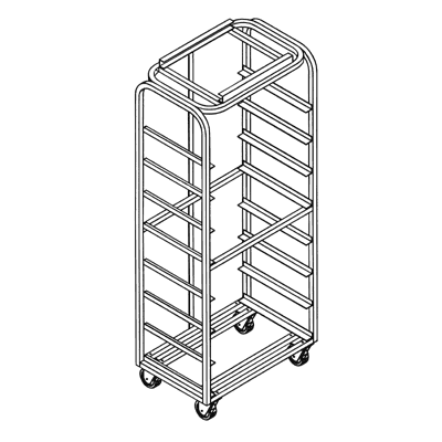 6422 - Rack Baxter Stainless Steel Single Side Load 10 shelf 6" spacing for Single Oven