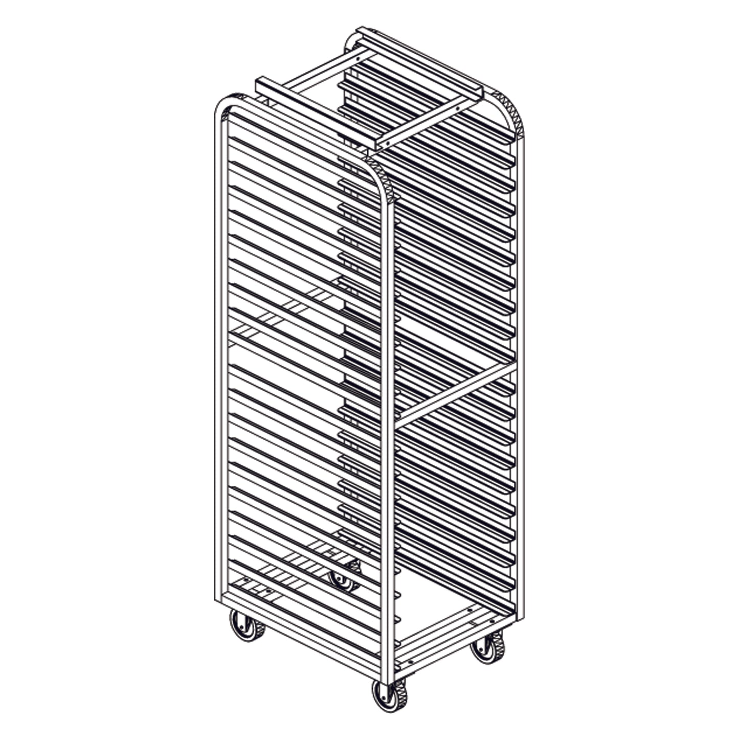 Baxter Aluminum Oven Rack, Single End Load, 3"/20 Spacing, Heavy Duty, Item 6429