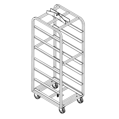 Magna Heavy Duty, Single End Load Stainless Dahlen / Gemini Style Roller Lift Oven Rack, 65"H, 2"/27 Spacing, Item 1107