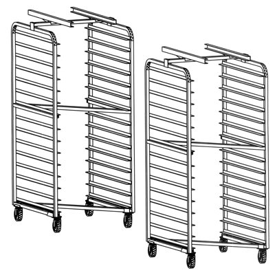 Magna Heavy Duty Stainless, Single Side Load Z-Nesting Rack for Dbl. Baxter / LBC Style Oven, 2"/30 Spacing, Item 4077-Z
