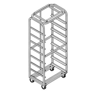 Magna Heavy Duty Aluminum, Single Side Load Rack for Sgl. Baxter and LBC Style Oven, 2.5"/2 Spacing, Item 6413