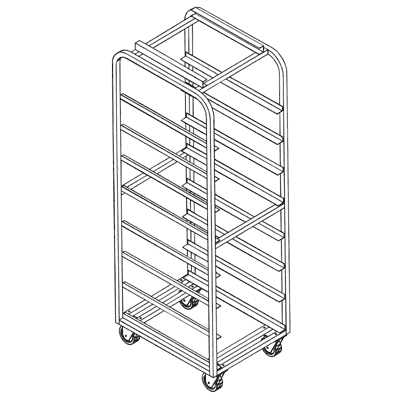 Baxter and LBC Style, Single End Load, Aluminum Oven Rack, Heavy Duty, 5"/12 Spacing, Item 6434