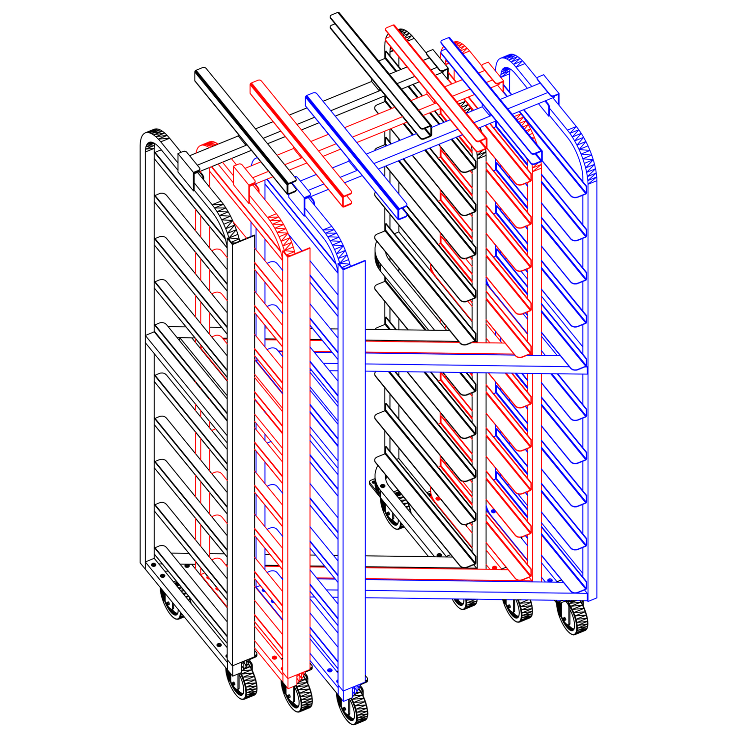 Baxter Single Aluminum Side Load Z-Nesting Carts | Racks and Trolleys for Double Ovens