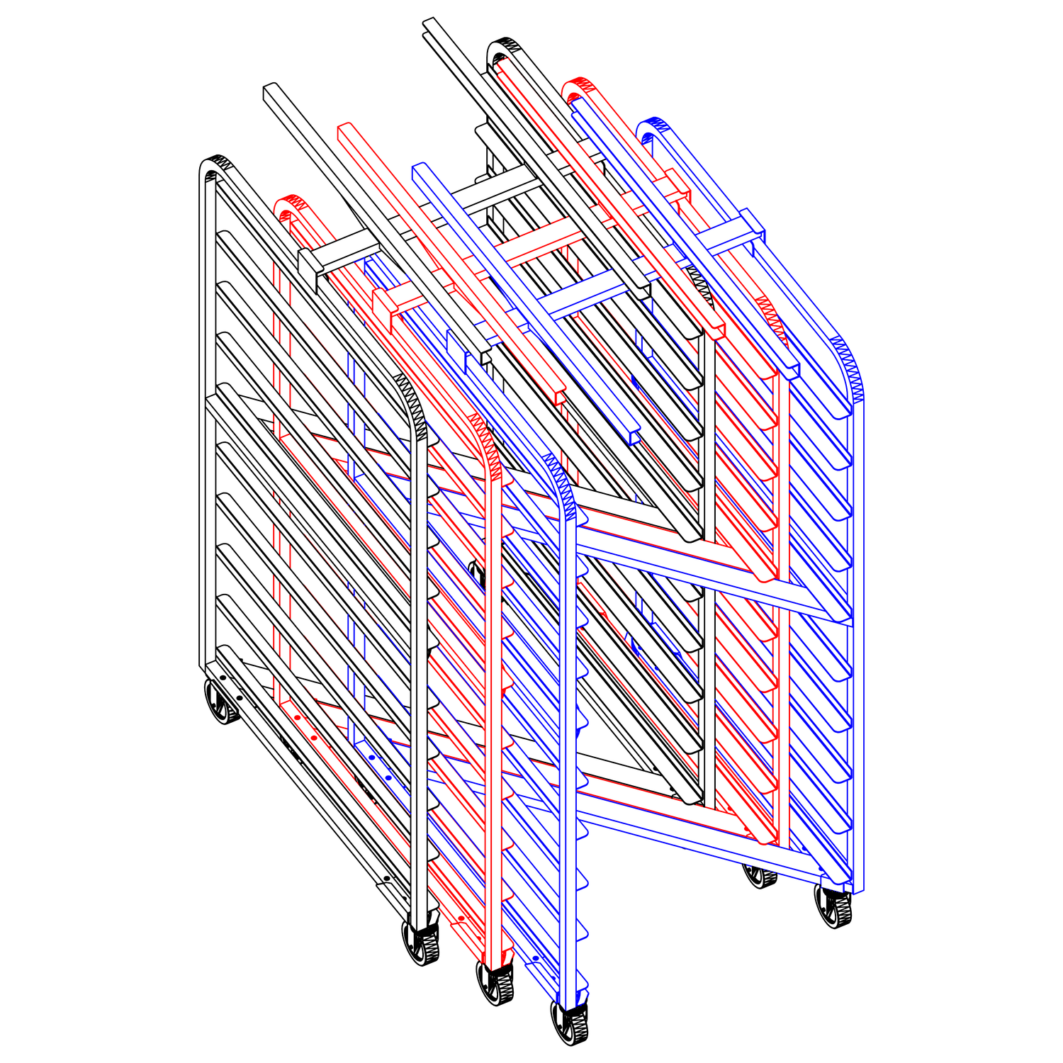 Baxter Double Aluminum Side Load Z-Nesting Carts | Racks and Trolleys for Double Ovens