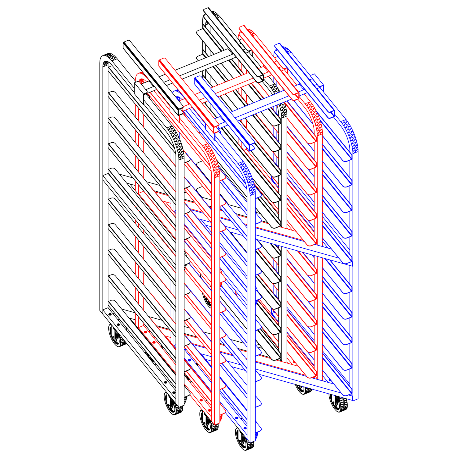 Baxter Single Aluminum End Load Z-Nesting Carts | Racks and Trolleys for Single Ovens