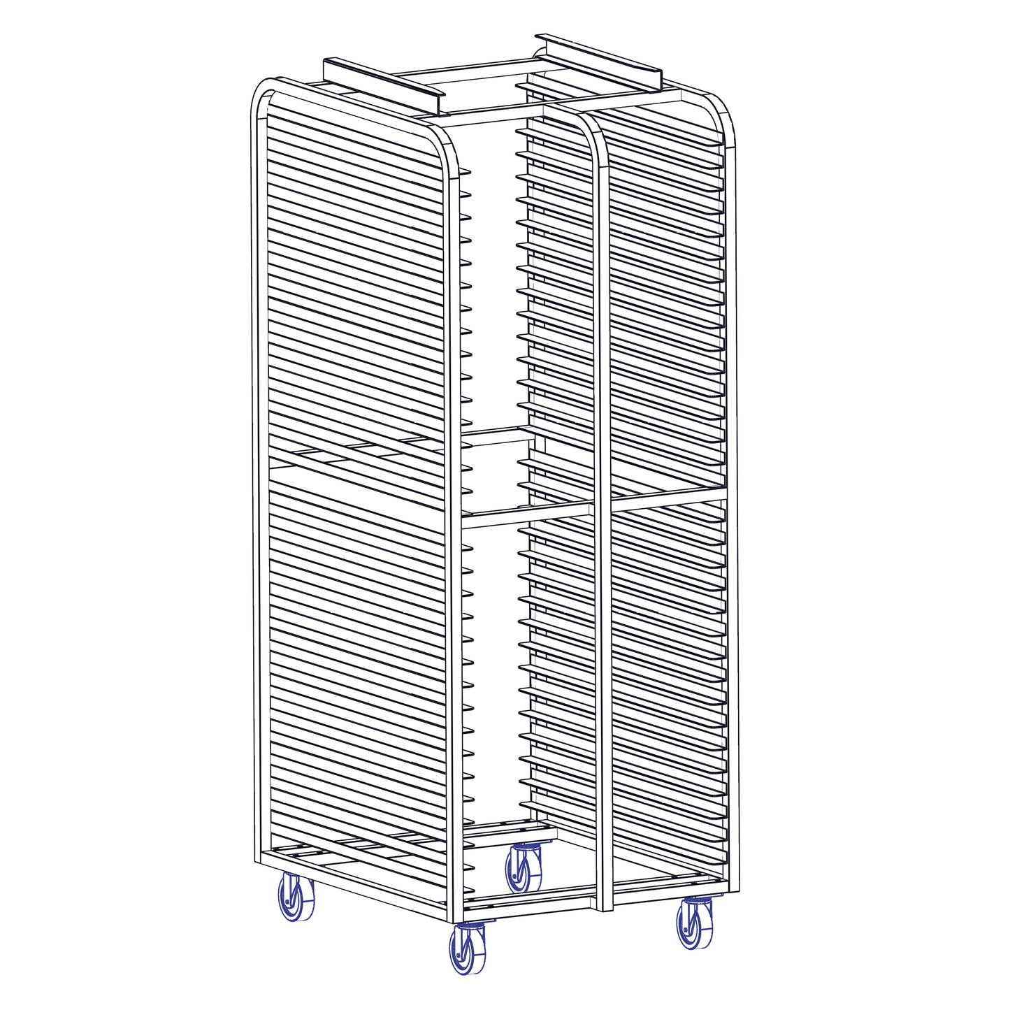 Magna Heavy Duty, Double Side Load Aluminum Empire Style Channel Lift Oven Rack, 2"/30 Spacing, Item 20370N-AL-30-SP