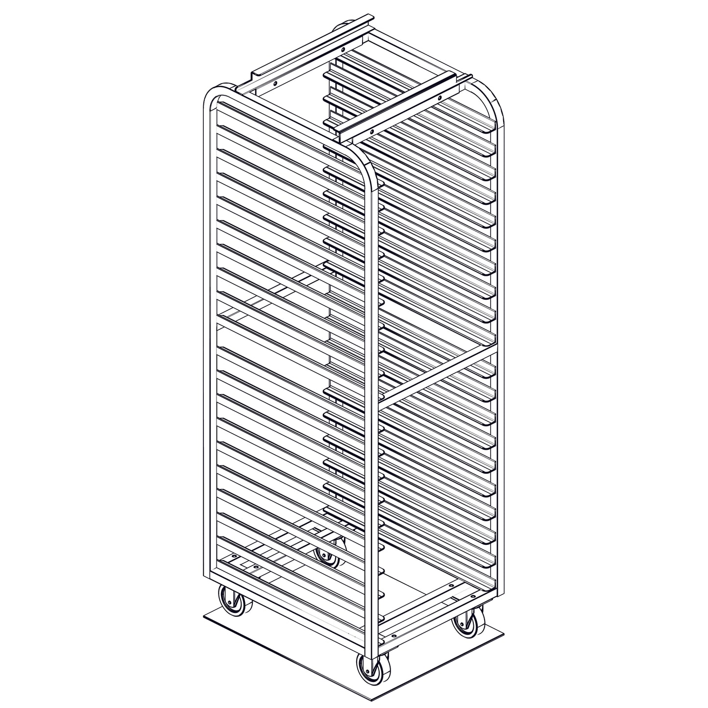 Baxter and LBC Style, Single Aluminum, End Load for Dbl.&nbsp; Oven, Heavy Duty Rack, 3"/20 Spacing, Item 2060