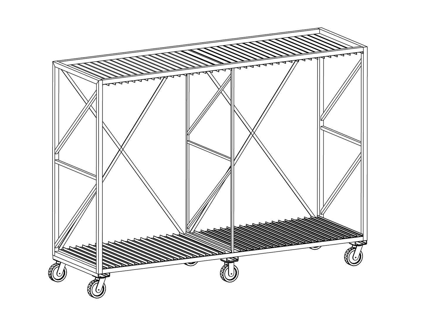 Vertical AL Tray Storage Rack, 2.375" Spacing, Capacity: 40 Trays Size 800mm x 2000mm, Item 20790-20