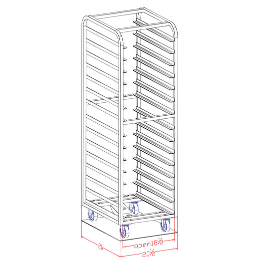 Magna Heavy Duty, Single End Load Aluminum Bakers Aid Style Bottom Locator Oven Rack, 69"H, 2"/30 Spacing, Item 23020A_BL