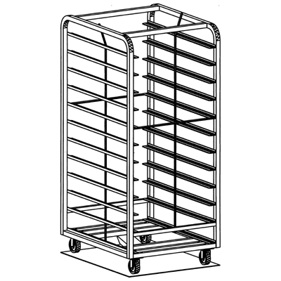 Magna Heavy Duty, Double Side Load Aluminum Bakers Aid Style Bottom Locator Oven Rack, 69"H, 2"/30 Spacing, Item 23040A_BL