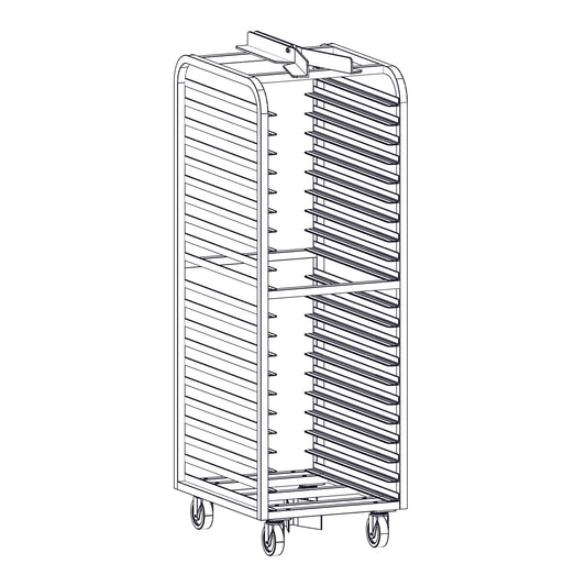 Magna Heavy Duty, Single End Load Aluminum Empire Style Roller Lift Oven Rack, 2.5"/21 Spacing, Item 23990-20