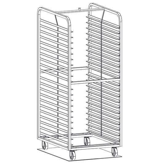 Magna Heavy Duty, Double Side Load Stainless A Lift Revent Style Oven Rack, 2.75"/21 Spacing, 20x30 Pan Size, Item 2779