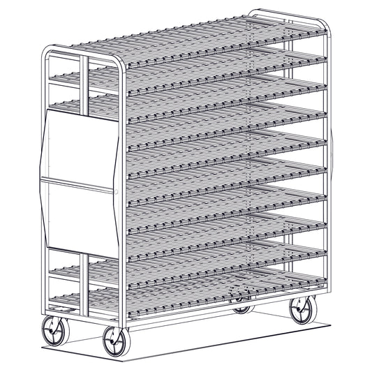 Cooling Rack, Heavy Duty, Production Bakery Application, Stainless Steel, Plate Casters, Item 25859