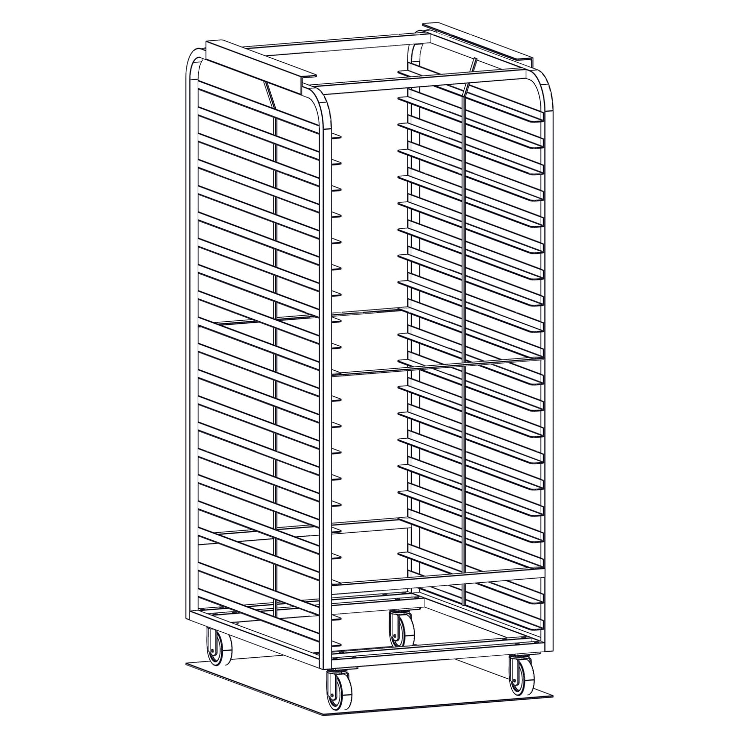 Magna Heavy Duty, Double Side Load Aluminum B Lift Revent Style Oven Rack, 2.75"/21 Spacing, 20x30 Pan Size, Item 2829