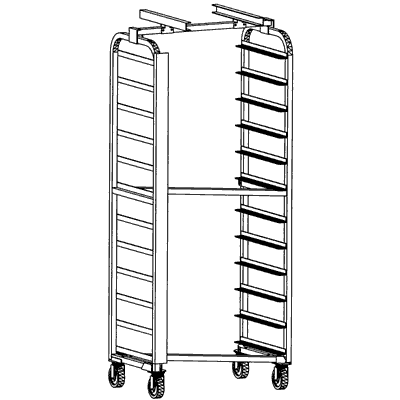 Magna Heavy Duty Stainless, Single Side Load Z-Nesting Rack for Dbl. Baxter / LBC Style Oven, 4"/15 Spacing, Item 4073-Z