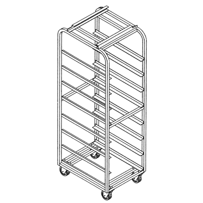 4067 - Rack Baxter Stainless Steel Single End Load 30 shelf 3" spacing for Double Oven