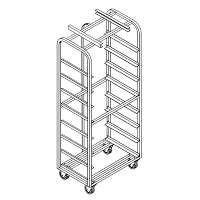 Magna Heavy Duty, Single Side Load Aluminum Bakers Aid Style Top Lift Oven Rack, 69"H, 2"/30 Spacing, Item 23030A_TL