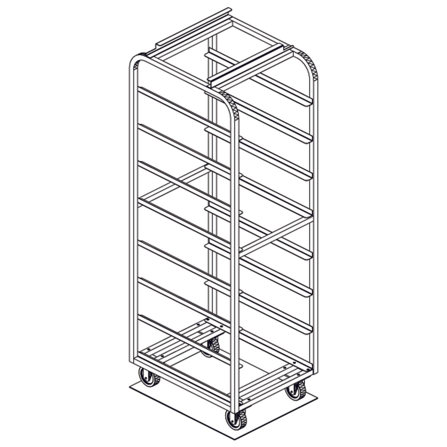 Baxter and LBC Style, Single Aluminum, End Load for Dbl.&nbsp; Oven, Heavy Duty Rack, 7"/08 Spacing, Item 4082