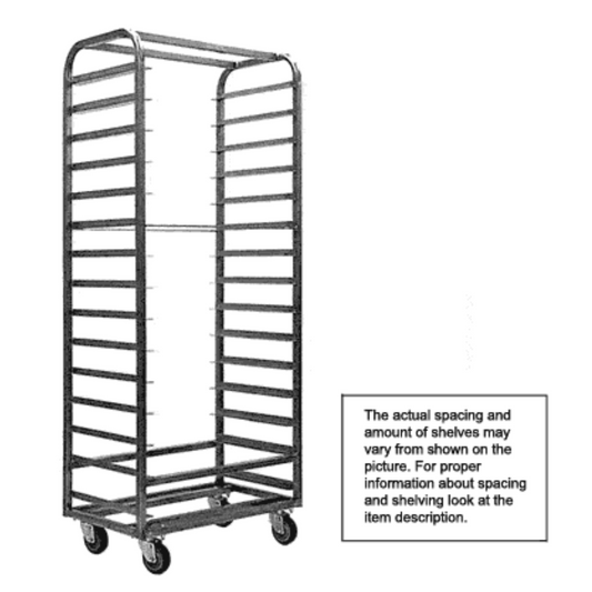 Magna Heavy Duty, Single Side Load Aluminum Bakers Aid Style No Lift Oven Rack, 69"H, 2"/30 Spacing, Item 23030A_NL