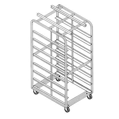 Magna Heavy Duty, Double Side Load Aluminum Bakers Aid Style Top Lift Oven Rack, 69"H, 2"/30 Spacing, Item 23040A_TL
